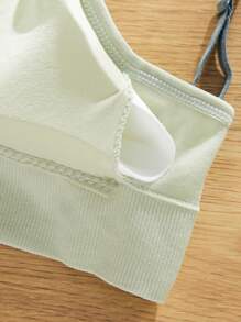 少女字母印花简约细肩带吊带背心，日常休闲装 - 彩色 - 查看 4