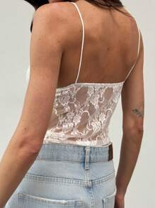 Aloruh Nuevo top de camiseta sexy de encaje con copas triangulares