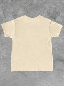 Manfinity Dauomo 男士街头 Y2K 趣味“四骑士”猫水果图案印花超大 T 恤，夏季 - 卡其色 - 查看 2