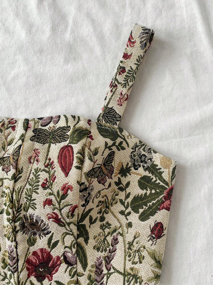 Soleia Women's Multicolor Woven Print Front Button Asymmetrical Hem Short Cami Top, Suitable For Inner Or Outer Wear Top, New Years Eve, Going Out Top, Holiday Top, Party, Festival, Christmas - Multicolor - View 4