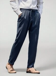 Manfinity VCAY Quần dài ống đứng lưng vừa phải, dáng ôm, thường ngày cho nam, thích hợp cho mùa hè - Màu xám đen - Xem 4