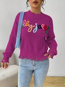 Chiquease Women's Casual Sweater, Minimalist Fashion For Everyday Wear Knit Pullover Fall Winter Sweater - Red Violet - View 6