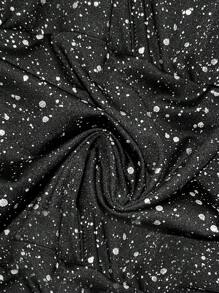 EMERY ROSE Plus Size Women Shiny V-Neck Ruffle Sleeve Faux Pearl Decorated Elegant T-Shirt