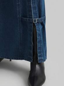 Ontre Women's Casual Denim A-Line Mid-Length Skirt, Minimalist & Fashion For Daily Wear