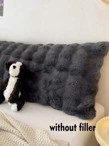 1 件长款灰色毛绒枕套，可洗枕套，无填充物，适合双枕 - 深灰色 - 查看 6