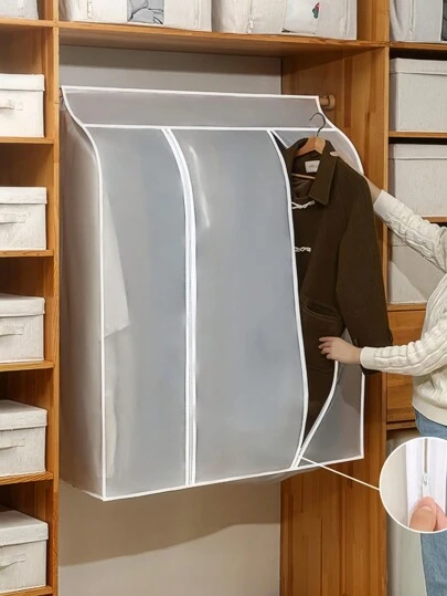 SHEIN 1/2Pcs 3D Transparent Clothes Dust Cover – Foldable Storage Bags For Clothes, Handbags, Shoes, Travel | Lightweight Dustproof Protector For Wardrobe, School, Office, Home Organization (Christmas Gifts, Back To School Supplies)