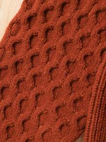 SHEIN Groene coltrui voor meisjes, losse pullover, mode voor woon-werkverkeer, elegante tienermeisjes, dikke gebreide splittrui met lange mouwen
