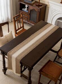 1pc Boho Style Woven Table Runner, Tassel Decor, Suitable For Restaurant, Living Room Table Decor, Party Decoration & Holiday Gift, Multiple Size Options,Fall Decor,Autumn Decor,Room Decor