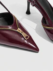 CUCCOO GRLICON Women's Y2K Punk Style High Heel Pumps, Suitable For Motorcycle, Cool Girl, Halloween, Christmas, Party Outfits - Burgundy - View 6