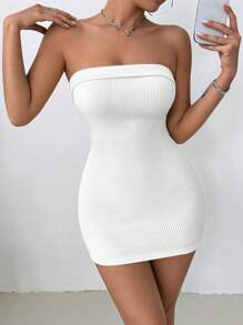 INAWLY Bodycon Sexy Halter Mini Dress For Women - White - View 5