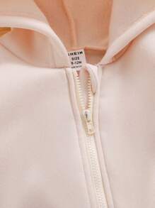 Veste à capuche zippée en polaire de couleur unie pour bébé fille, convient pour l'automne/l'hiver