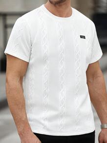 Manfinity Homme Men's Casual Crew Neck Applique Decor Short Sleeve T-Shirt, Versatile