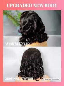 ALL READY WIG Peruka Bob z falowanymi włosami, wstępnie wybielona, wstępnie oskubana, wstępnie przycięta, topiona, 250% gęstości, 9x6, Wear&Go, bez kleju, spersonalizowana, luźna, falowana, 100% ludzkich włosów, 9AM HAIR