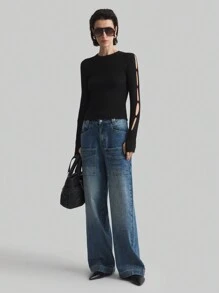 Ontre Women's Casual Washed Retro Straight Leg Jeans