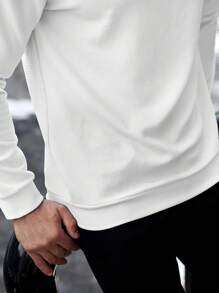 Manfinity Homme Sudadera casual de talla grande para hombre, de unicolor, para primavera