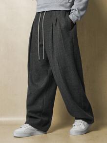 SUMWON Balloon Fit Knit Heavyweight Pleated Sweatpants - Dark Grey - View 2