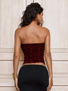 SHEIN VCAY Casual Knitted Mesh Leopard Pattern Slim Fit Tube Top For Women