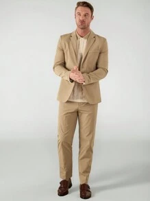 Manfinity VCAY Men's Woven Casual Suit Two Pieces Set - Khaki - View 1