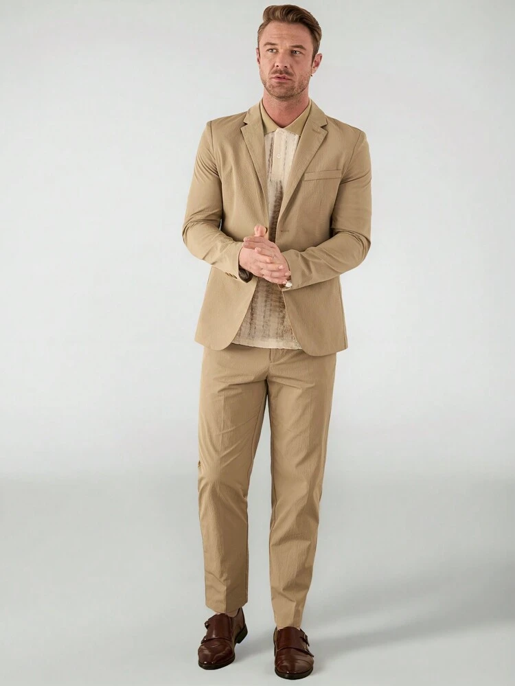 Men's Woven Casual Suit Two Pieces Set