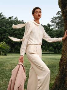 MOTF PREMIUM ÁO BLOUSE NHẸ CỔ THẮT CHUẨN CÓ KẾT CẤU - Màu be - Xem 9