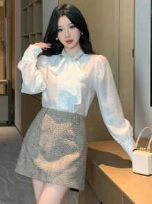 DAZY 女士休闲人字纹厚裙，秋冬