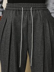SUMWON Balloon Fit Knit Heavyweight Pleated Sweatpants - Dark Grey - View 6