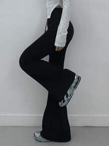 DAZY 女士休闲纯色抽绳腰喇叭裤，百搭秋冬季