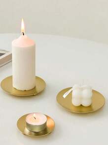 1 bucă farfurie decorativă din fier Suport pentru lumânări Suport pentru lumânări Placă pentru lumânări cu LED și lumânări de ceară, conuri de tămâie, spa, tavă de depozitare bijuterii pentru nunți