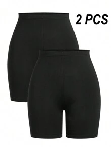 SHEIN Sport Studio 1 Pack Women's Solid Color High Waist Casual Fitness Sports Shorts Spandex Short