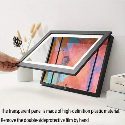 黑色磁性翻转框架装饰 8 英寸展示盒防碎前装式轻松更换无需工具壁挂式桌面支架现代家居画廊系统艺术品组合