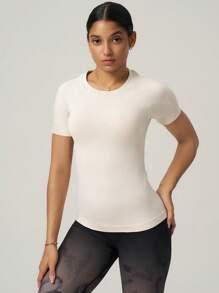 SHEIN Sport Gameset Casual Solid Color Short Sleeve Slim Fit Athletic T-Shirt