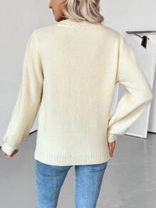 SHEIN LUNE Jersey de punto con cuello hueco, bajo con ondas, informal