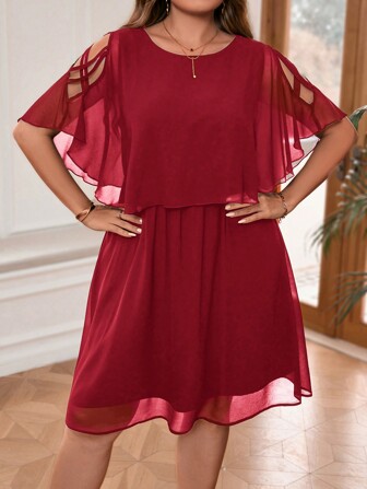 EMERY ROSE Plus Size Solid Color Simple Fashionable Casual Everyday Dress