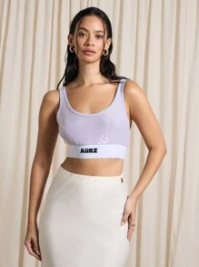 AiiRZ 带弹性下摆的亮片短款背心 - 紫色 - 查看 6