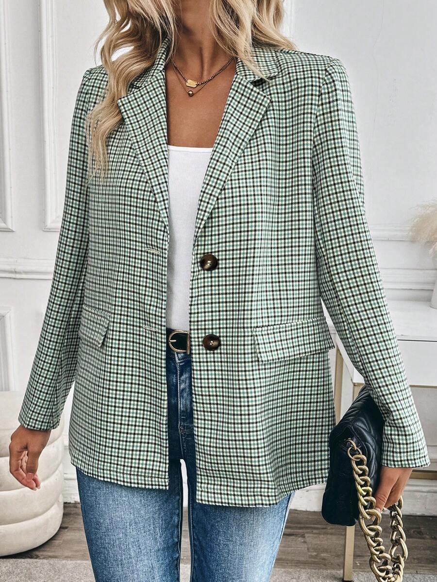 BizChic Loose Plaid Blazer, Minimalist Fashion Casual Everyday Wear