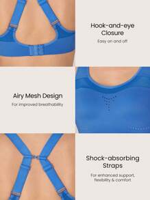 GLOWMODE High Support Mesh Max Convertible Strap Sports Bra Gym Workout Quick Dry Moisture Wicking - Blue - View 4
