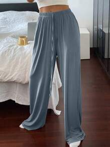 Livesso Comfortable Loose Straight-Leg Women Spring Lounge Cozy Pants, For Pajama, Fall & Winter - Blue - View 5