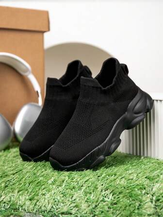 1 Pair Kid's Breathable Mesh Casual Sports Shoes, Lightweight, Comfortable, Non-Slip, Suitable For Indoor And Outdoor, 1-Click Wear, Sock Shoes