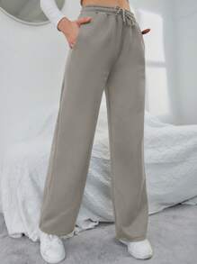 INAWLY Drawstring Straight Sports Sweatpants Graduation,Back To School Outfits,Graduation,Teacher Outfits For Women,Back To School Fall Cloth For Women - Grey - View 4