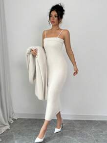 Chiquease 2pcs Loose Long Cardigan And Slip Dress Set - White - View 3