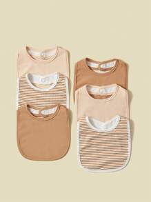 Set de 6 baberos para bebé, a rayas y de unicolor, diseño neutro unisex, para la dentición