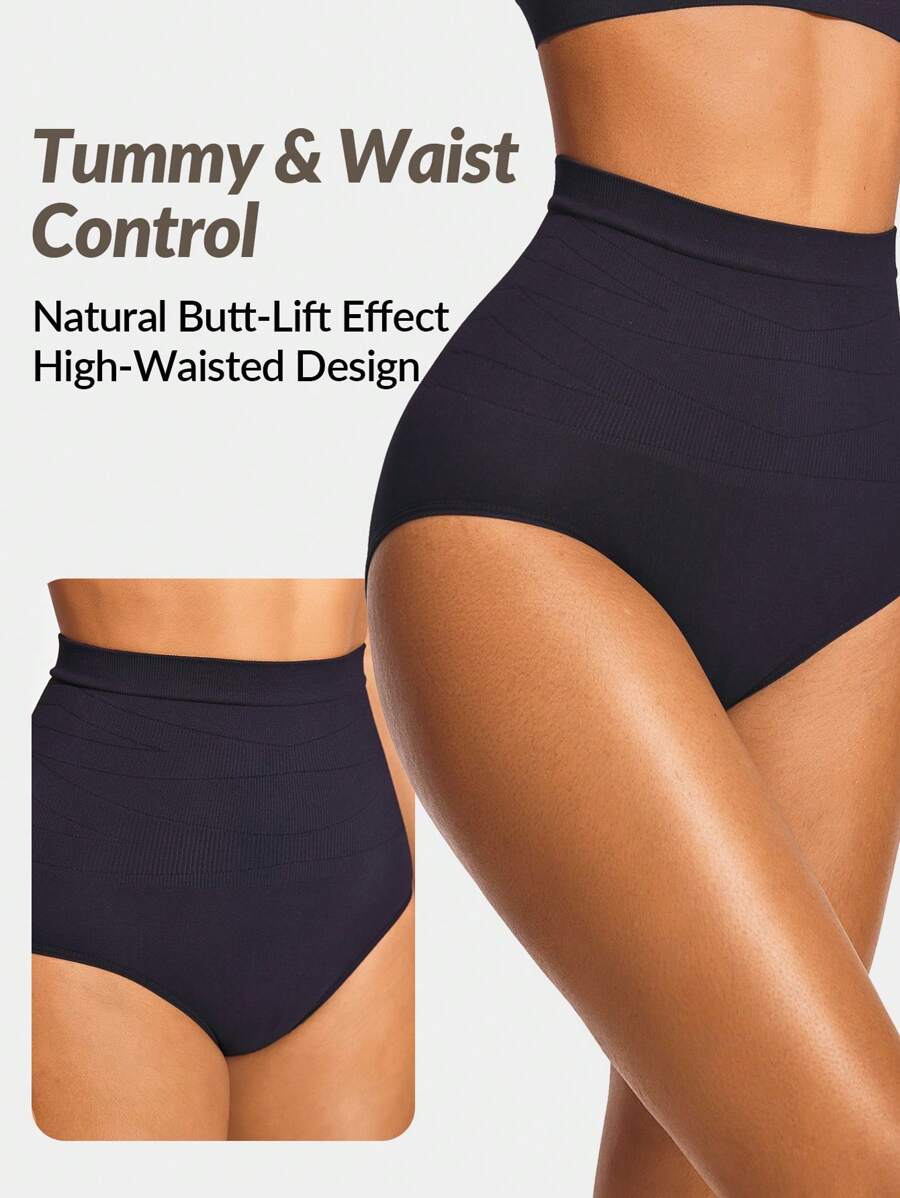SHAPORA Seamless High-Waisted Brief Shapewear Short Body Shaper Butt Lifter-Tummy Waist Control - Black - View 1
