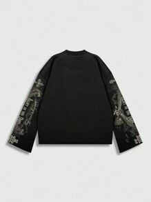 ROMWE MEN Street Life Men's Jesus Graphic Print Pullover Sweatshirt, Casual For Spring And Summer