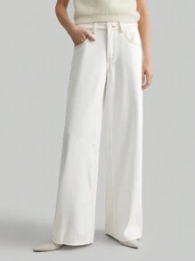 Ontre 2025 New Arrival Women's Pocketed Straight-Leg Loose Casual Versatile Jeans