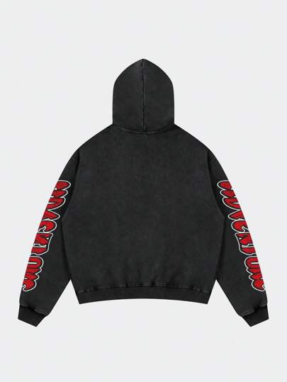 Street Life Men's Washed Vintage Style Short Hoodie, Streetwear