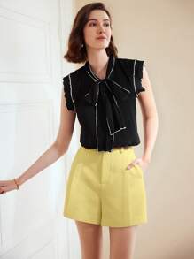 MOTF PREMIUM TAILORED SLANT POCKET SHORTS - Yellow - View 7