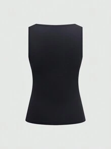 SHEIN LUNE Conjunto de top elegante de un solo pecho de cuello redondo de unicolor para mujer - Multicolor - Ver 8