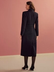 MOTF WOOL BOW DECOR HOURGLASS OVERCOAT - Black - View 8