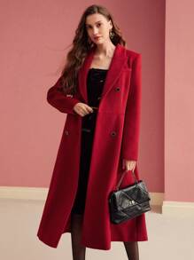 MOTF PREMIUM WOOL DOUBLE BREASTED OVERCOAT - Red - View 5