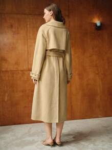 MOTF PREMIUM WOOL LAPEL COLLAR BELTED OVERCOAT - Yellow - View 7